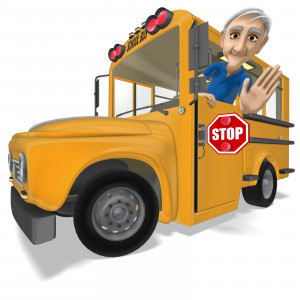 Bert Bus Driver Stop Sign PowerPoint clipart graphic preview.