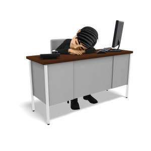 Businessman Asleep At Desk PowerPoint clipart graphic preview.