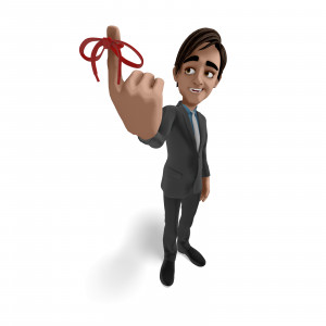 Businessman String Reminder PowerPoint clipart graphic preview.