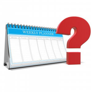Weekly Planner Question Mark PowerPoint clipart graphic preview.