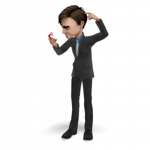 Businessman Forgetful String Reminder PowerPoint clipart graphic preview.