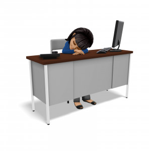Businesswoman Asleep At Desk PowerPoint clipart graphic preview.