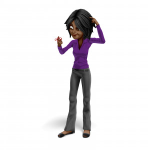 Businesswoman Forgetful String Reminder PowerPoint clipart graphic preview.