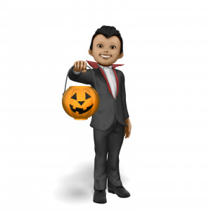 Young Vampire Candy Bucket PowerPoint clipart graphic preview.