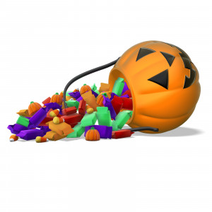 Pumpkin Bucket Candy PowerPoint clipart graphic preview.