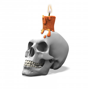 Skull and Candle PowerPoint clipart graphic preview.