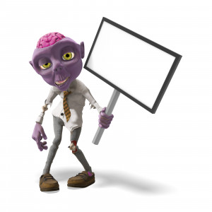 Zombie Holding Blank Sign PowerPoint clipart graphic preview.