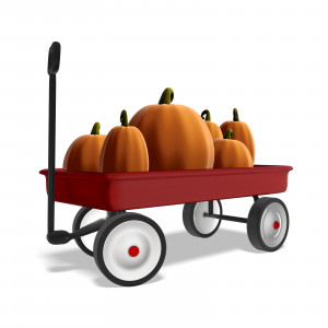 Wagon With Pumpkins PowerPoint clipart graphic preview.