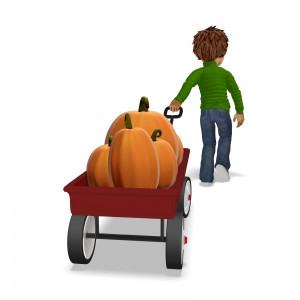 Young Boy Pulling Wagon With Pumpkins PowerPoint clipart graphic preview.