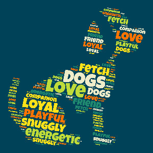 Puppy Dog Shape Word Cloud Customizable PowerPoint clipart graphic preview.