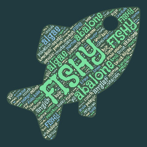 Fish Word Cloud Design Customizable PowerPoint clipart graphic preview.