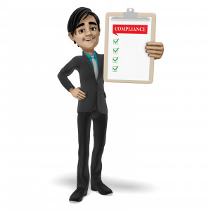 Businessman Clipboard Compliance Blank PowerPoint clipart graphic preview.