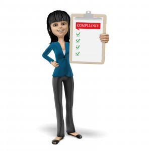 Businesswoman Clipboard Compliance Blank PowerPoint clipart graphic preview.