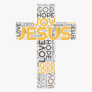 Jesus Cross Word Cloud Customizable PowerPoint clipart graphic preview.