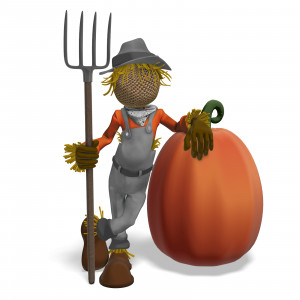 Scarecrow Standing Pumpkin PowerPoint clipart graphic preview.