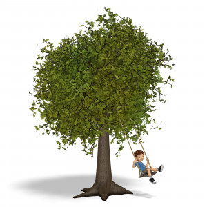 Young Boy Swing Summer PowerPoint clipart graphic preview.