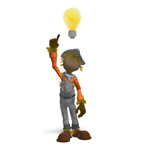 Scarecrow Light Bulb Idea PowerPoint clipart graphic preview.