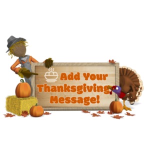Scarecrow and Turkey Custom Sign Customizable PowerPoint clipart graphic preview.