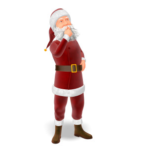 Santa Thinking PowerPoint clipart graphic preview.