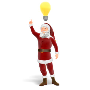 Santa Bright Idea PowerPoint clipart graphic preview.