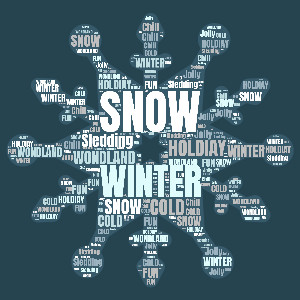Winter Snow Flake Word Cloud Customizable PowerPoint clipart graphic preview.