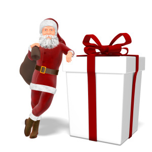 Santa Leaning Present PowerPoint clipart graphic preview.