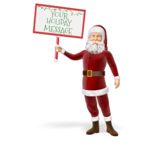 Santa Holding Sign Customizable PowerPoint clipart graphic preview.