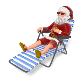 Santa On Vacation PowerPoint clipart graphic preview.