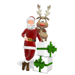 Santa and Reindeer PowerPoint clipart graphic preview.
