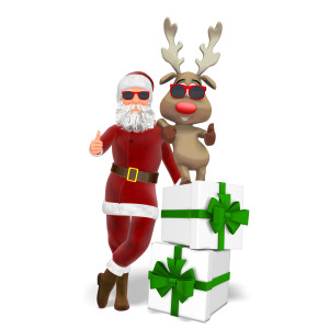 Santa and Reindeer Thumbs Up PowerPoint clipart graphic preview.