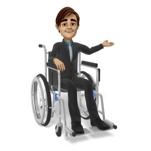 Brad Wheelchair Presenting To Side PowerPoint clipart graphic preview.
