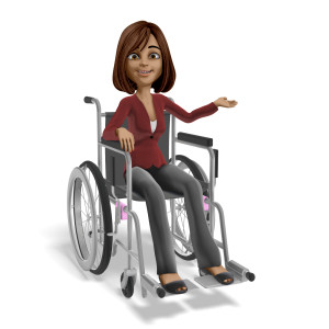 Talia Wheelchair Presenting To Side PowerPoint clipart graphic preview.
