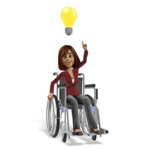 Talia Wheelchair Bright Idea PowerPoint clipart graphic preview.