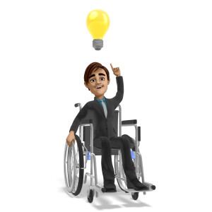 Brad Wheelchair Bright Idea PowerPoint clipart graphic preview.
