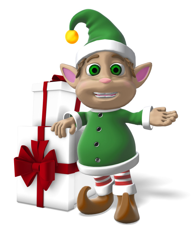 High-resolution clipart illustration of Ralph Presenting With Gift, designed for seasonal marketing campaigns, corporate event presentations, and holiday promotions.