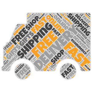 Word Cloud Delivery Truck Graphic Customizable PowerPoint clipart graphic preview.