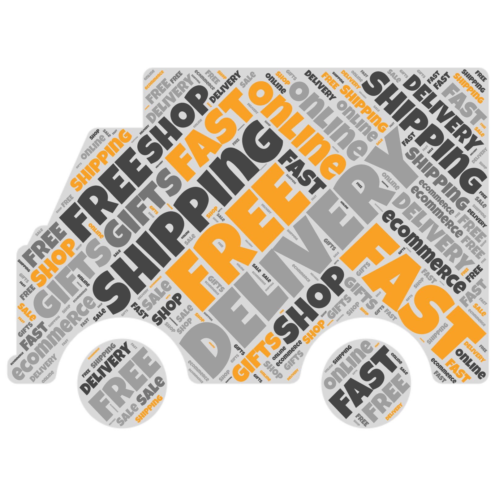 High-resolution customizable clipart of Word Cloud Delivery Truck Graphic, designed for global supply chain management, commercial freight logistics, and enterprise distribution operations.