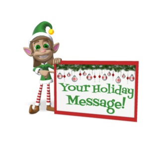 Merry Holding Sign Customizable PowerPoint clipart graphic preview.