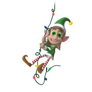 Merry Swinging From Decoration PowerPoint clipart graphic preview.