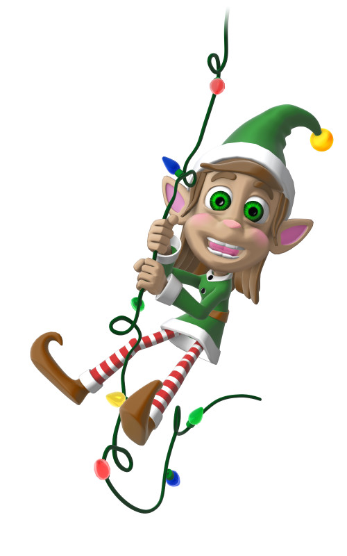 High-resolution clipart illustration of Merry Swinging From Decoration, designed for seasonal marketing campaigns, corporate event presentations, and holiday promotions.