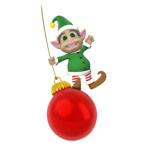 Ralph Swinging From Decoration PowerPoint clipart graphic preview.
