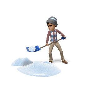 Brad Shoveling Snow PowerPoint clipart graphic preview.