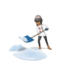 Kim Shoveling Snow PowerPoint clipart graphic preview.