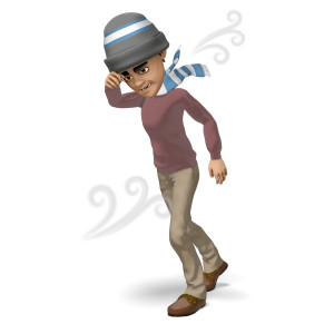 Brad Walking Winter Storm PowerPoint clipart graphic preview.