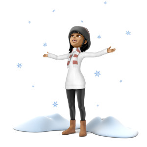 Kim In Falling Snow PowerPoint clipart graphic preview.