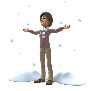 Brad In Falling Snow PowerPoint clipart graphic preview.