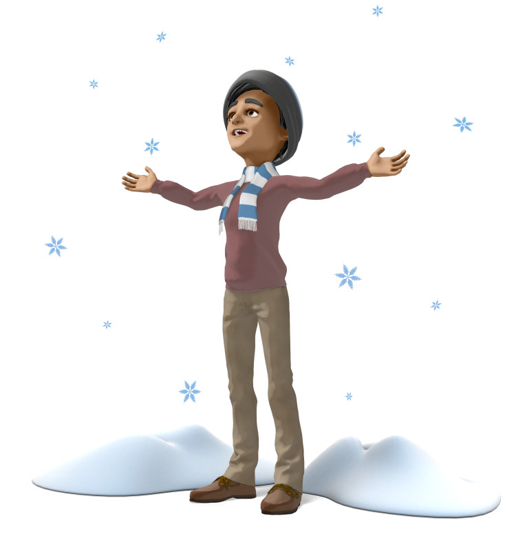 High-resolution clipart illustration of Brad In Falling Snow, designed for seasonal marketing campaigns, corporate event presentations, and holiday promotions.