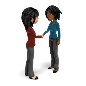 Businesswomen Workplace Unity PowerPoint clipart graphic preview.