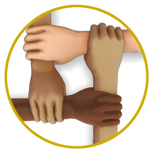 Holding Hands Circle Unity PowerPoint clipart graphic preview.