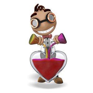 Data Heart Shaped Beaker PowerPoint clipart graphic preview.